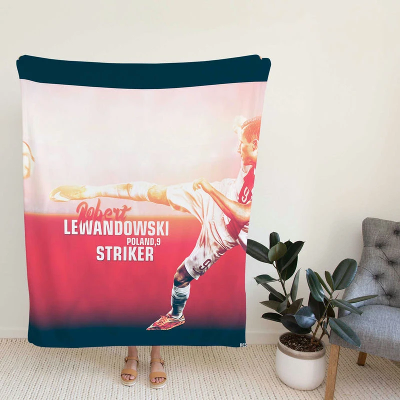 Robert Lewandowski Poland Striker Fleece Blanket