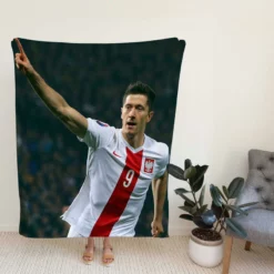 Robert Lewandowski Polish World Cup Player Fleece Blanket