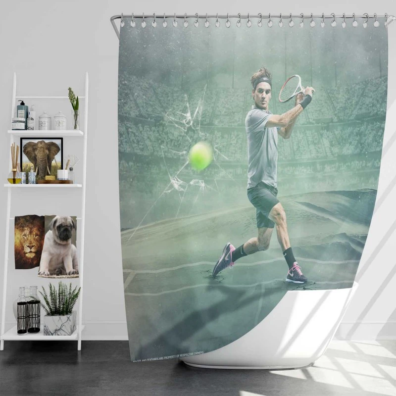 Roger Federer Davis Cup Tennis Player Shower Curtain