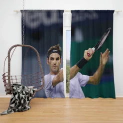 Roger Federer Grand Slam Tennis Player Window Curtain