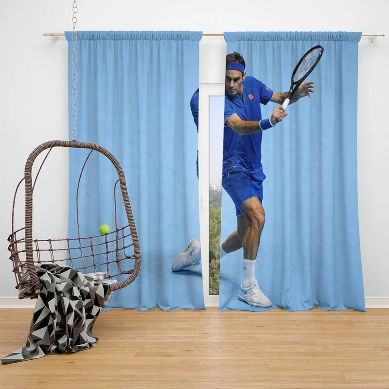 Roger Federer Olympic Tennis Player Window Curtain