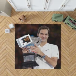 Roger Federer Top Ranked Tennis Player Rug