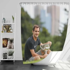 Roger Federer Wimbledon Tennis Player Shower Curtain