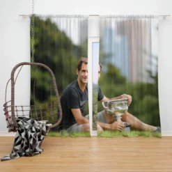 Roger Federer Wimbledon Tennis Player Window Curtain