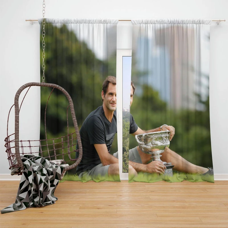 Roger Federer Wimbledon Tennis Player Window Curtain