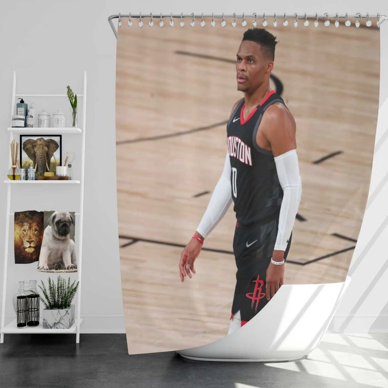 Russell Westbrook Houston Rockets Basketball Shower Curtain
