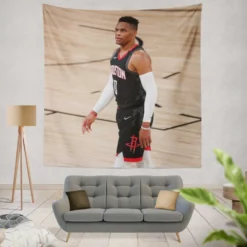 Russell Westbrook Houston Rockets Basketball Tapestry