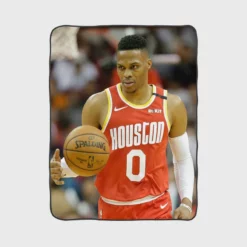 Russell Westbrook NBA Houston Rockets Basketball Fleece Blanket 1