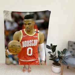 Russell Westbrook NBA Houston Rockets Basketball Fleece Blanket