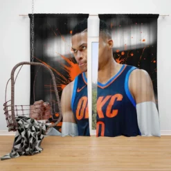 Russell Westbrook focused NBA Window Curtain