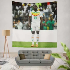 Sadio Mane enthusiastic Football Tapestry