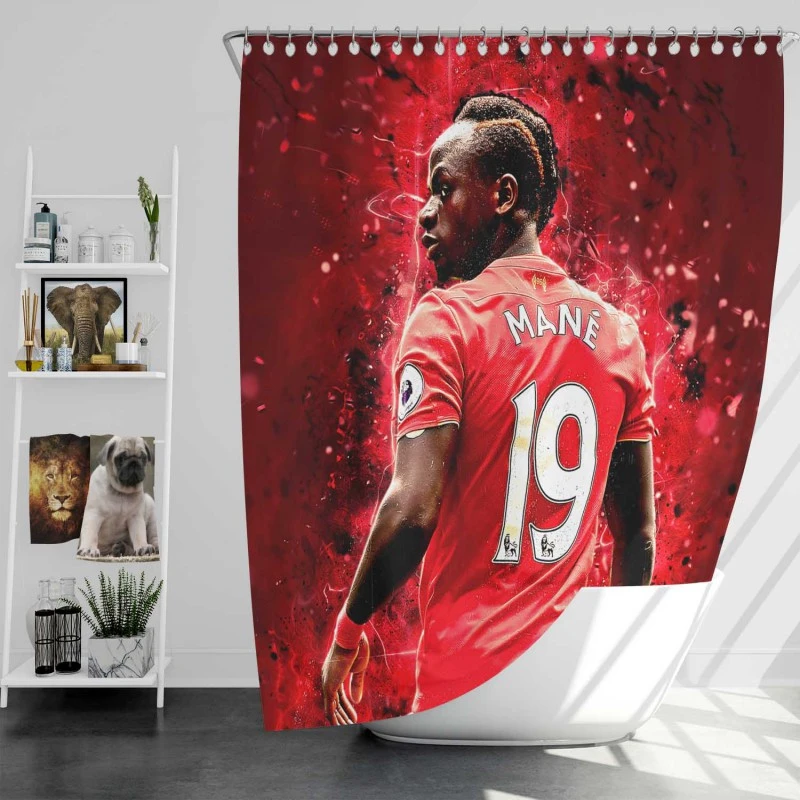 Sadio Mane fastidious Football Shower Curtain