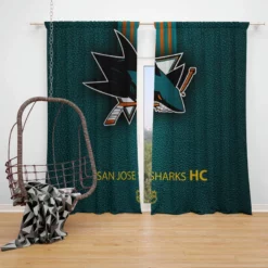 San Jose Sharks NHL Hockey Club Window Curtain