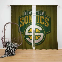 Seattle Supersonics NBA Basketball Club Window Curtain
