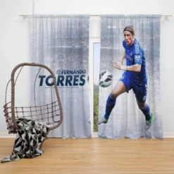 Sensational Football Player Fernando Torres Window Curtain