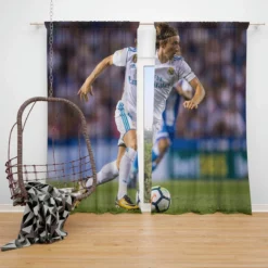 Sensational Football Player Luka Modric Window Curtain