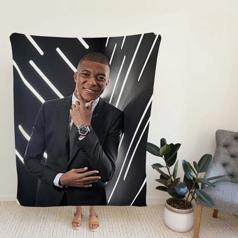 Sensational French Football Player Kylian Mbappe Lottin Fleece Blanket