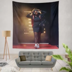 Serena Williams Exciting Tennis Player Tapestry