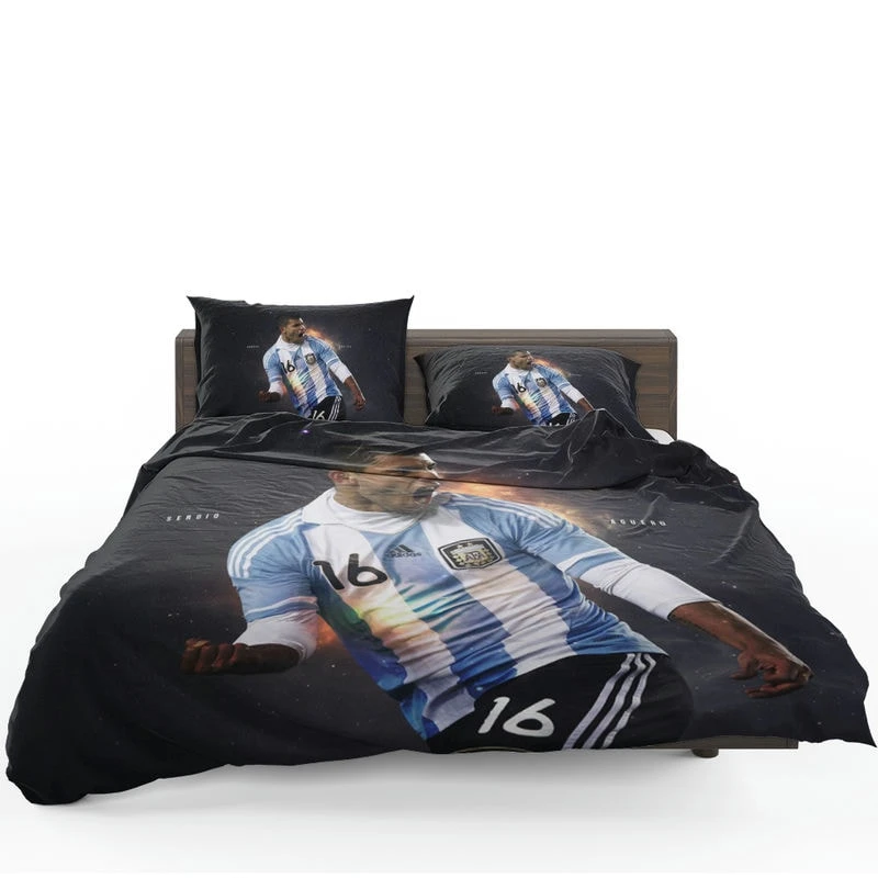 Sergio Aguero Argentina Soccer Player Bedding Set