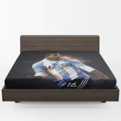 Sergio Aguero Argentina Soccer Player Fitted Sheet 1