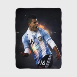 Sergio Aguero Argentina Soccer Player Fleece Blanket 1