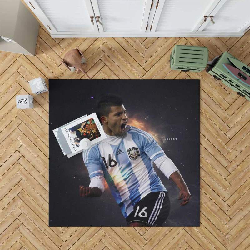 Sergio Aguero Argentina Soccer Player Rug