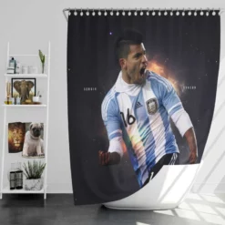 Sergio Aguero Argentina Soccer Player Shower Curtain