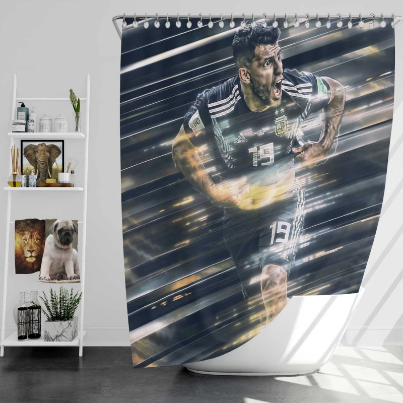 Sergio Aguero Classic Argentina Sports Player Shower Curtain