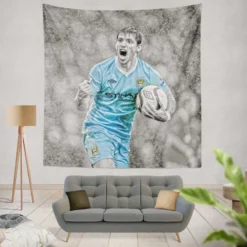 Sergio Aguero Dependable City Soccer Player Tapestry