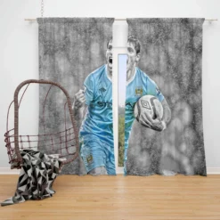 Sergio Aguero Dependable City Soccer Player Window Curtain