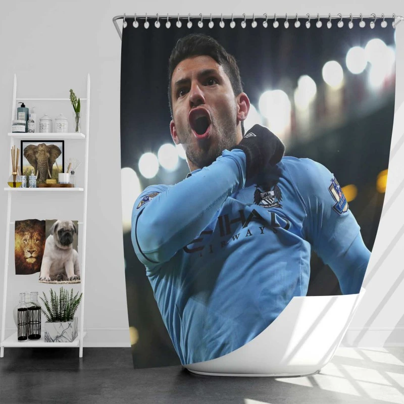 Sergio Aguero Extraordinary Football Player Shower Curtain