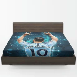 Sergio Aguero Focused Football Player Fitted Sheet 1