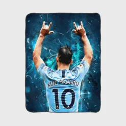 Sergio Aguero Focused Football Player Fleece Blanket 1