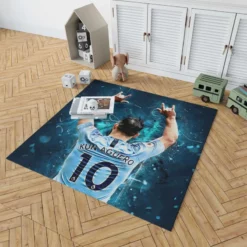 Sergio Aguero Focused Football Player Rug 1