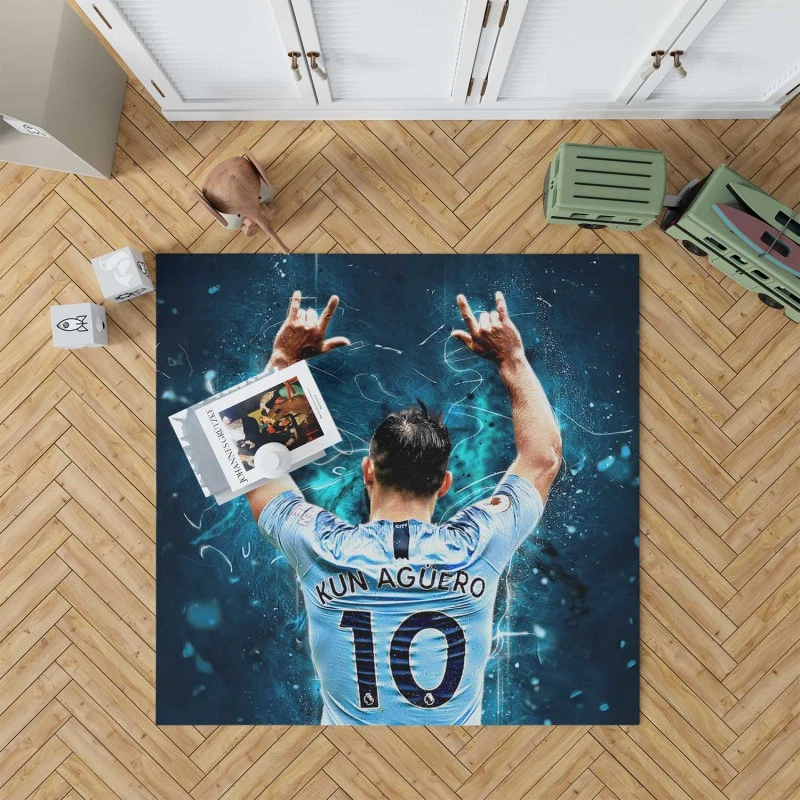 Sergio Aguero Focused Football Player Rug