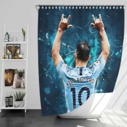Sergio Aguero Focused Football Player Shower Curtain