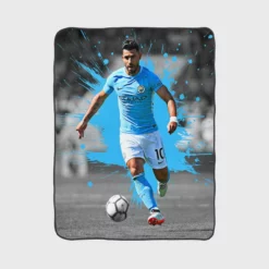 Sergio Aguero Goal Driven Soccer Player Fleece Blanket 1