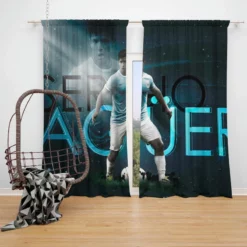 Sergio Aguero Manchester City Club Window Curtain