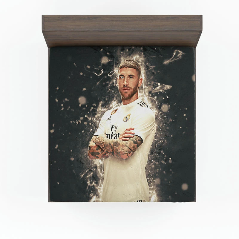 Sergio Ramos Powerful Soccer Player Fitted Sheet