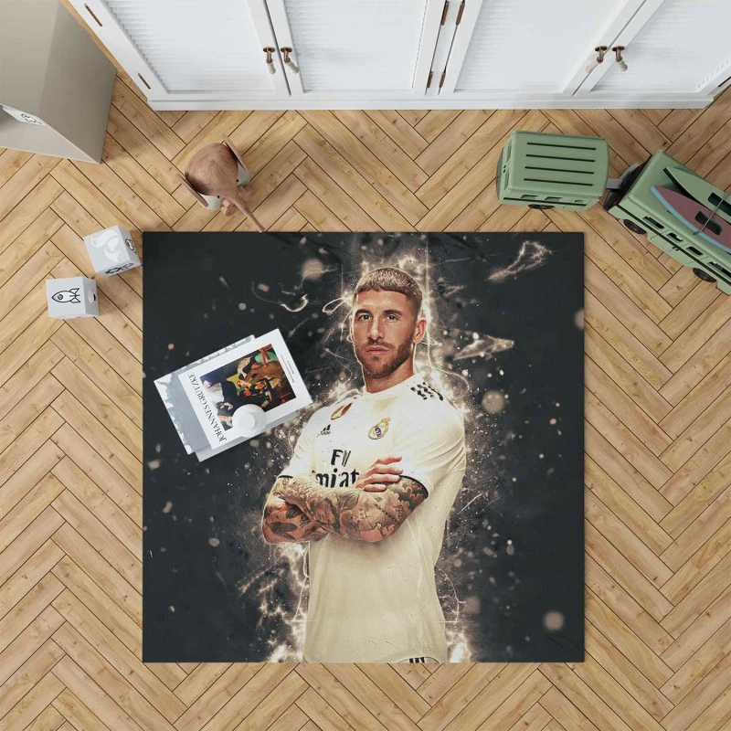 Sergio Ramos Powerful Soccer Player Rug