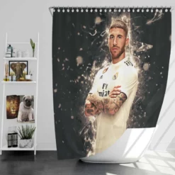 Sergio Ramos Powerful Soccer Player Shower Curtain