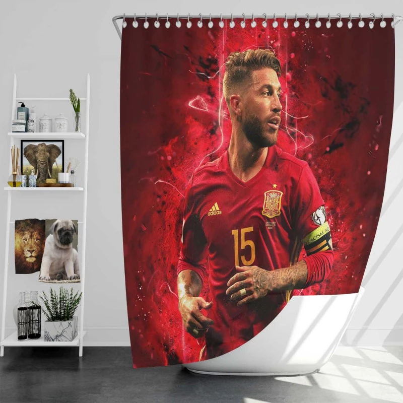 Sergio Ramos Professional Spanish Footballer Shower Curtain