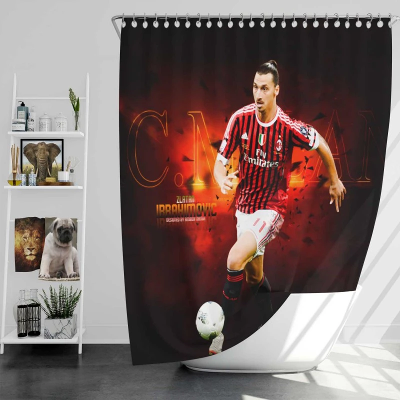 Serie A Football Player Zlatan Ibrahimovic Shower Curtain