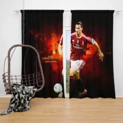 Serie A Football Player Zlatan Ibrahimovic Window Curtain