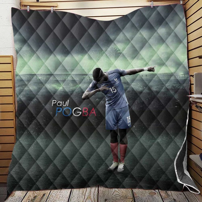 Sharp French Football Player Paul Pogba Quilt Blanket