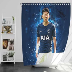 Son Heung Min Tottenham Football Player Shower Curtain