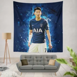 Son Heung Min Tottenham Football Player Tapestry