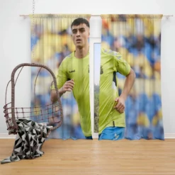 Spanish Professional Football Player Pedri Window Curtain