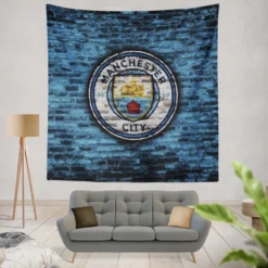 Spirited Football Club Manchester City Logo Tapestry