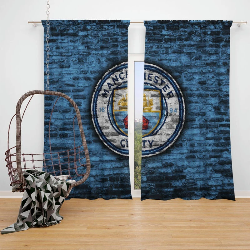 Spirited Football Club Manchester City Logo Window Curtain